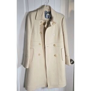 J CREW WOMENS LADY DAY COAT SIZE 4  IVORY CREAM DOUBLE CLOTH THINSULATE ITALIAN*